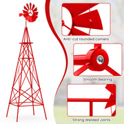 8 Feet Windmill Metal Ornamental Wind Wheel Weather Resistant-Red