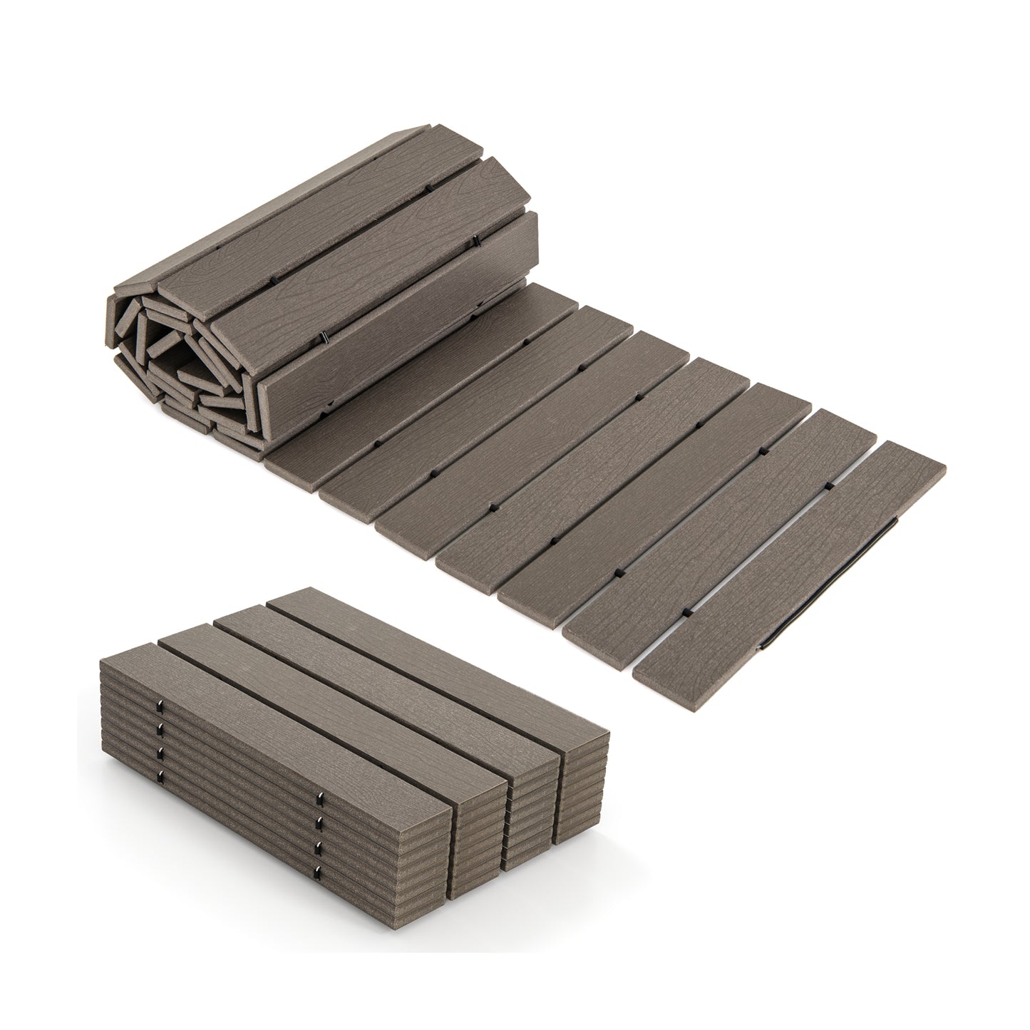 8 Ft Outdoor Garden Pathway Patio Roll Out Straight Walkways with Metal Wire Connection-M - S
