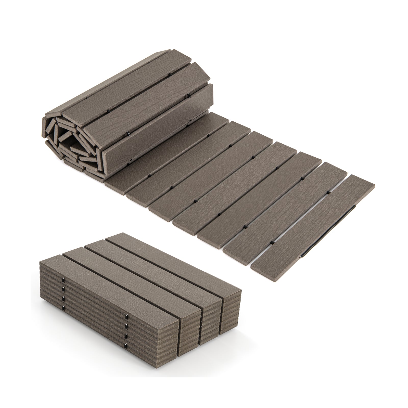 8 Ft Outdoor Garden Pathway Patio Roll Out Straight Walkways with Metal Wire Connection-M - S