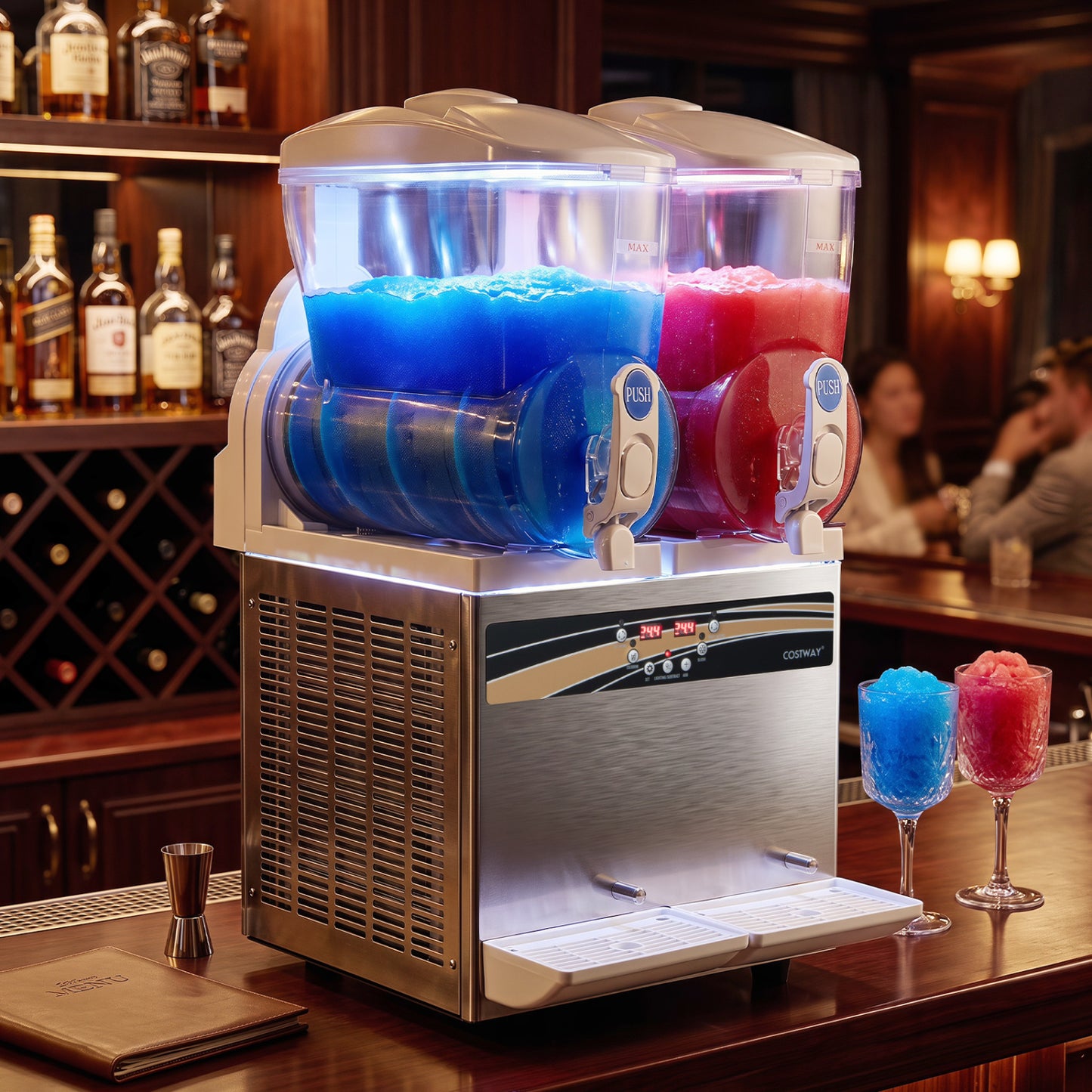 Commercial Slushie Machine 8 Gallon Dual Tank with LED Lights