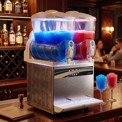 Commercial Slushie Machine 8 Gallon Dual Tank with LED Lights