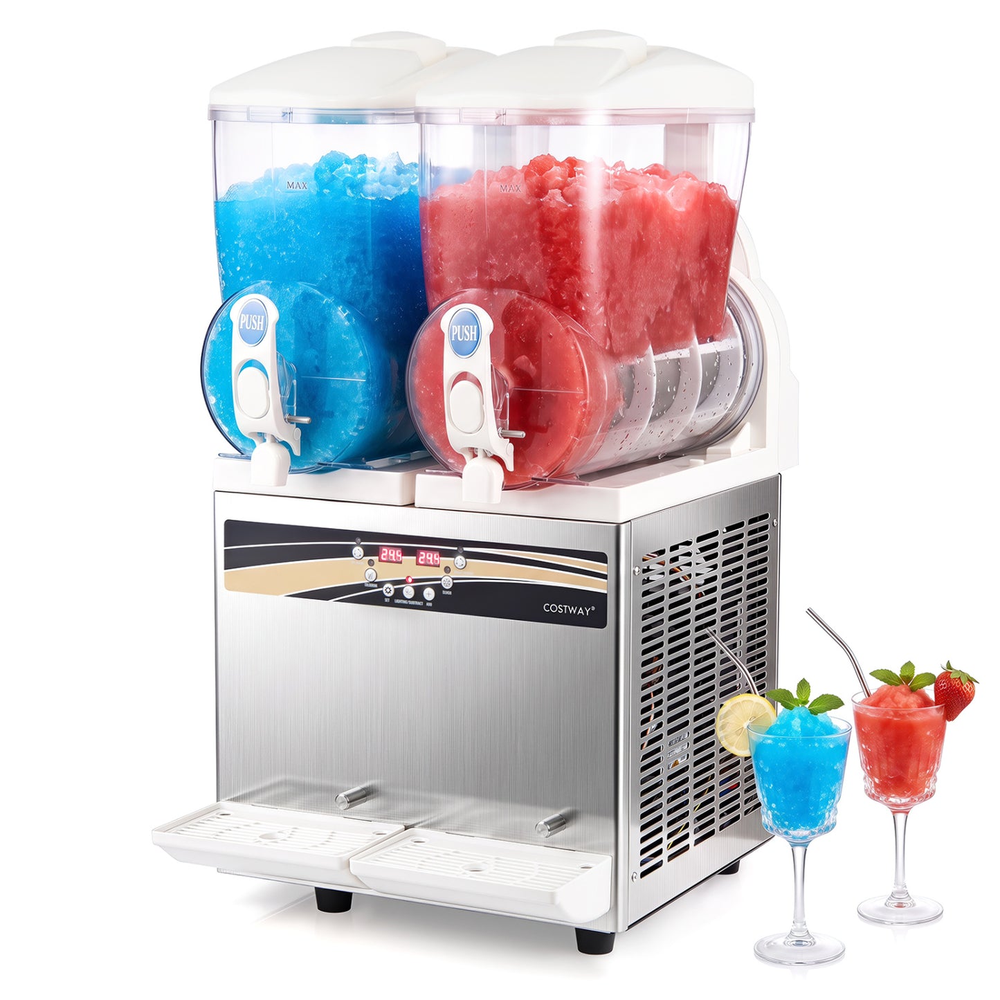 Commercial Slushie Machine 8 Gallon Dual Tank with LED Lights