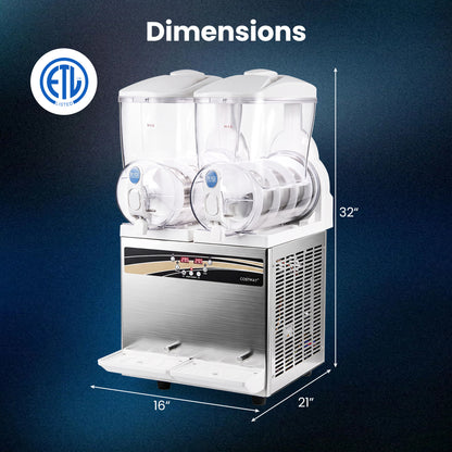 Commercial Slushie Machine 8 Gallon Dual Tank with LED Lights