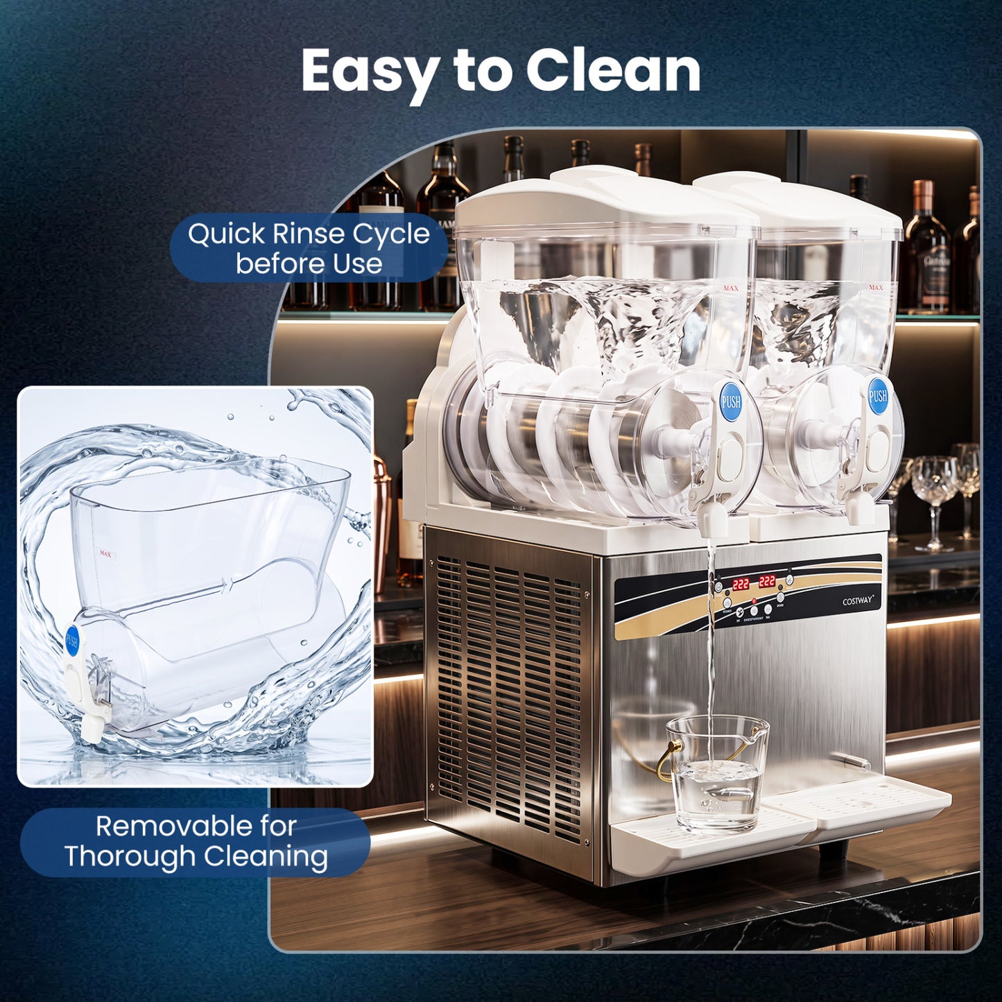 Commercial Slushie Machine 8 Gallon Dual Tank with LED Lights