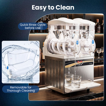 Commercial Slushie Machine 8 Gallon Dual Tank with LED Lights