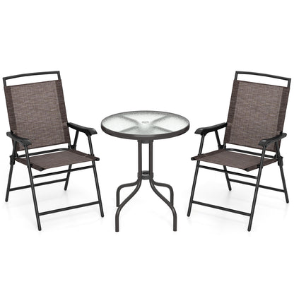 8-Piece Outdoor Furniture Set-Solar Umbrella Bistro Set Conversation Set Chaise Lounger Folding Bed Side Table Swing Chair & Dining Set