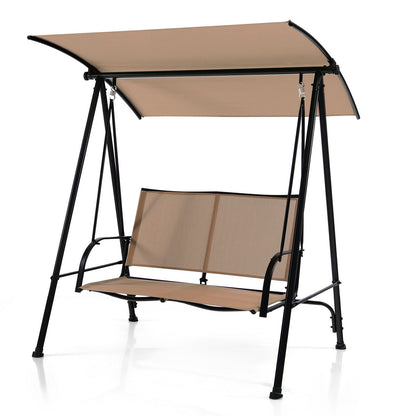 8-Piece Outdoor Furniture Set-Solar Umbrella Bistro Set Conversation Set Chaise Lounger Folding Bed Side Table Swing Chair & Dining Set