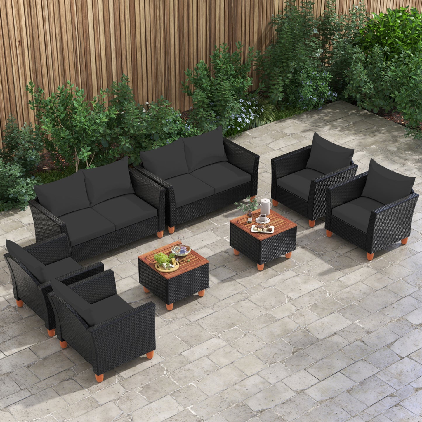 8-Piece Outdoor Conversation Set with Storage Coffee Table