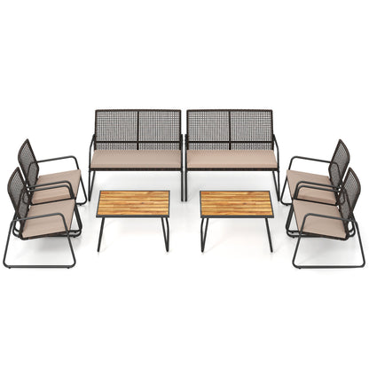 8-Piece Patio Conversation Set with Acacia Wood Coffee Table
