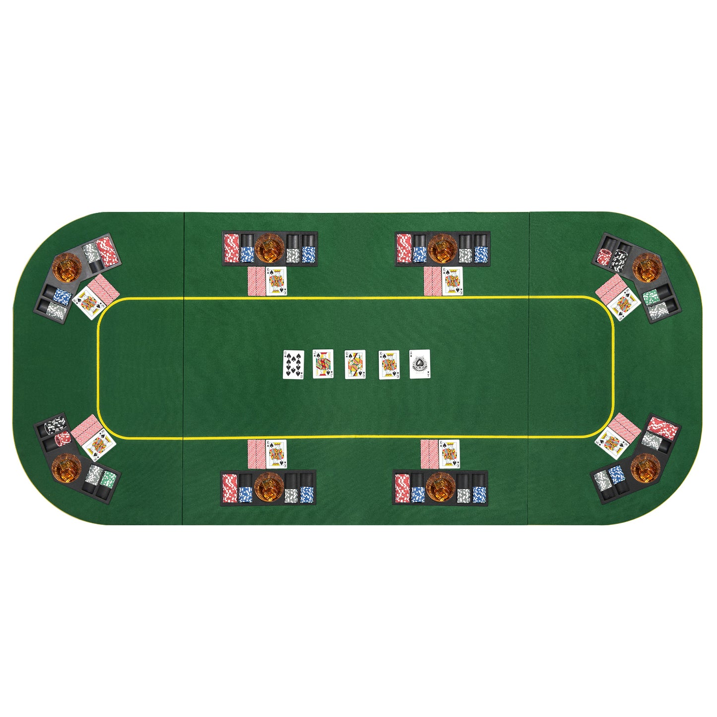 79 x 36 Inch 8-Player Foldable Poker Table Top with Carry Bag and Cup Holders