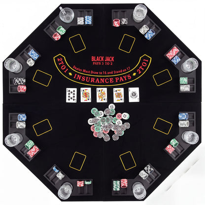 8-Player Foldable Poker Table Top with Cup Holders
