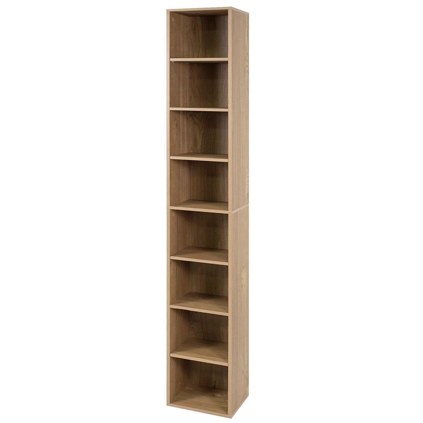 8-Tier Narrow Bookshelf with Adjustable Shelves