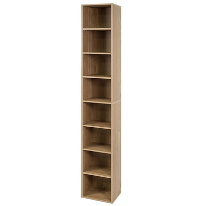 8-Tier Narrow Bookshelf with Adjustable Shelves