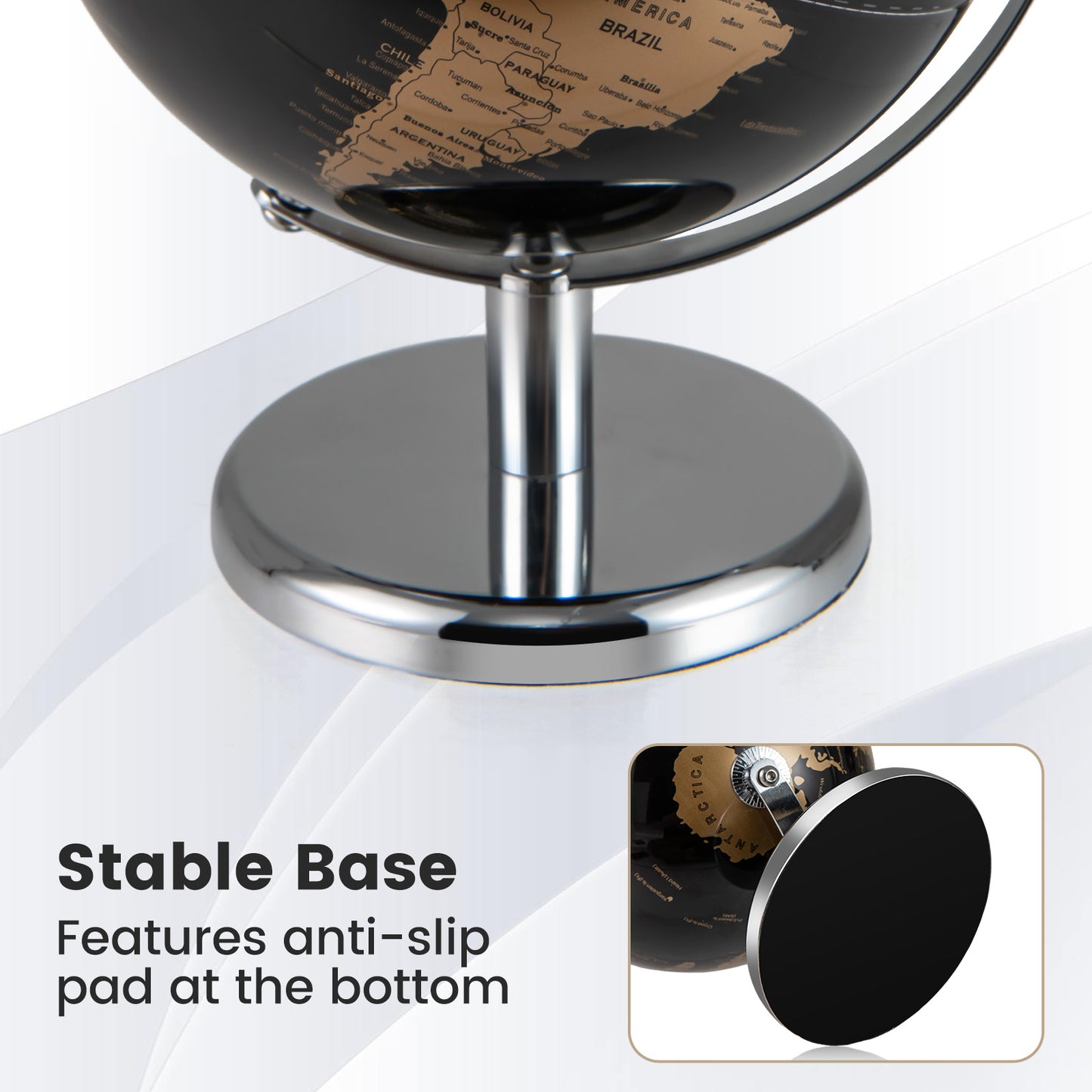 8" World Globe Modern Decorative Tabletop Earth Globe-Golden