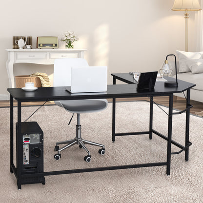 L Shaped Desk Corner Computer Desk PC Laptop Gaming Table Workstation-Black