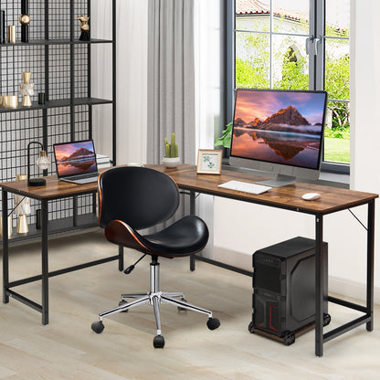 L Shaped Corner Computer Desk Laptop Gaming Table Workstation-Brown