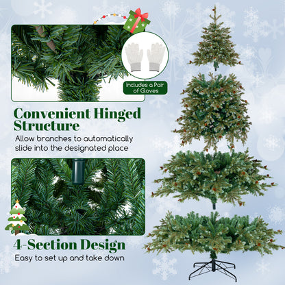 8 Feet Christmas Tree with 8 Lighting Modes and Pine Cones-8 ft