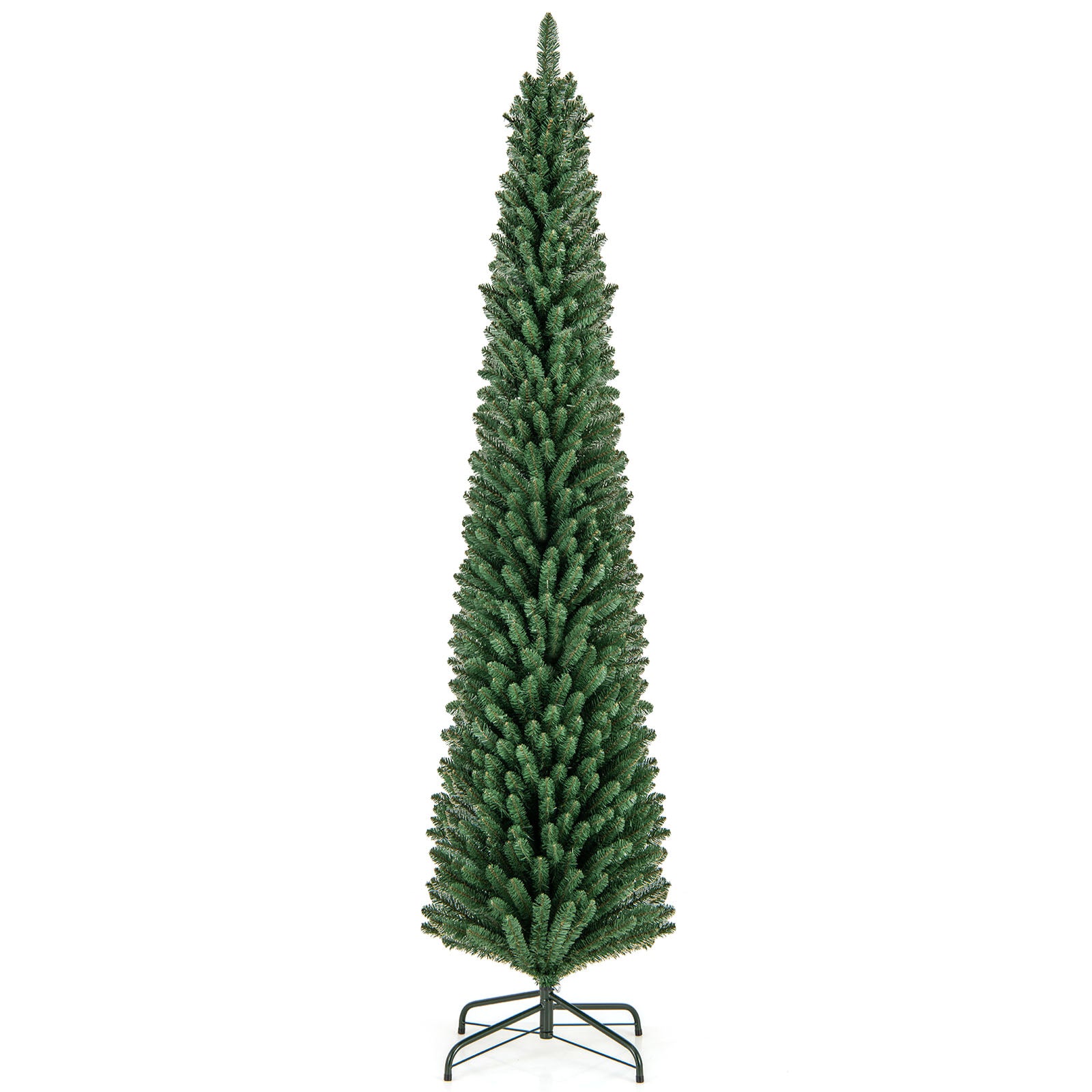 5/6/7/8 Feet Pencil Christmas Tree with 295/392/523/671 Memory Wire Branch Tips and Upgraded Metal Stand-5 feet - 8 Ft