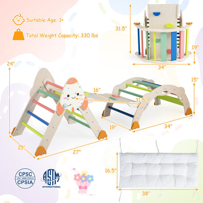 8-in-1 Foldable Climbing Set for Toddlers with Rocket Theme