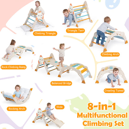 8-in-1 Foldable Climbing Set for Toddlers with Rocket Theme