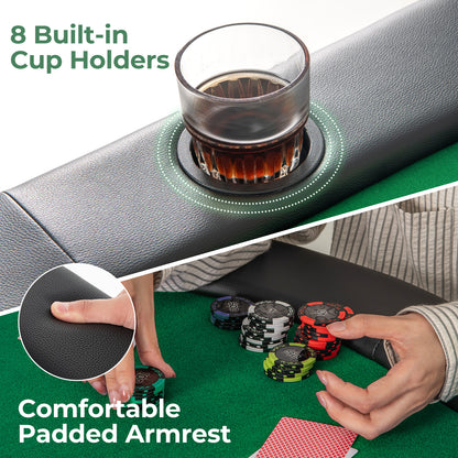 8 Players Texas Holdem Foldable Poker Table