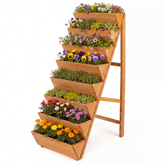 8-tier Vertical Raised Garden Bed Wood Elevated Planter Box with Legs