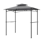 8 x 5 Feet Grill Gazebo with 2 Shelves 6 Hooks and Metal Frame-Gray