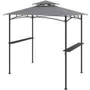 8 x 5 Feet Grill Gazebo with 2 Shelves 6 Hooks and Metal Frame-Gray
