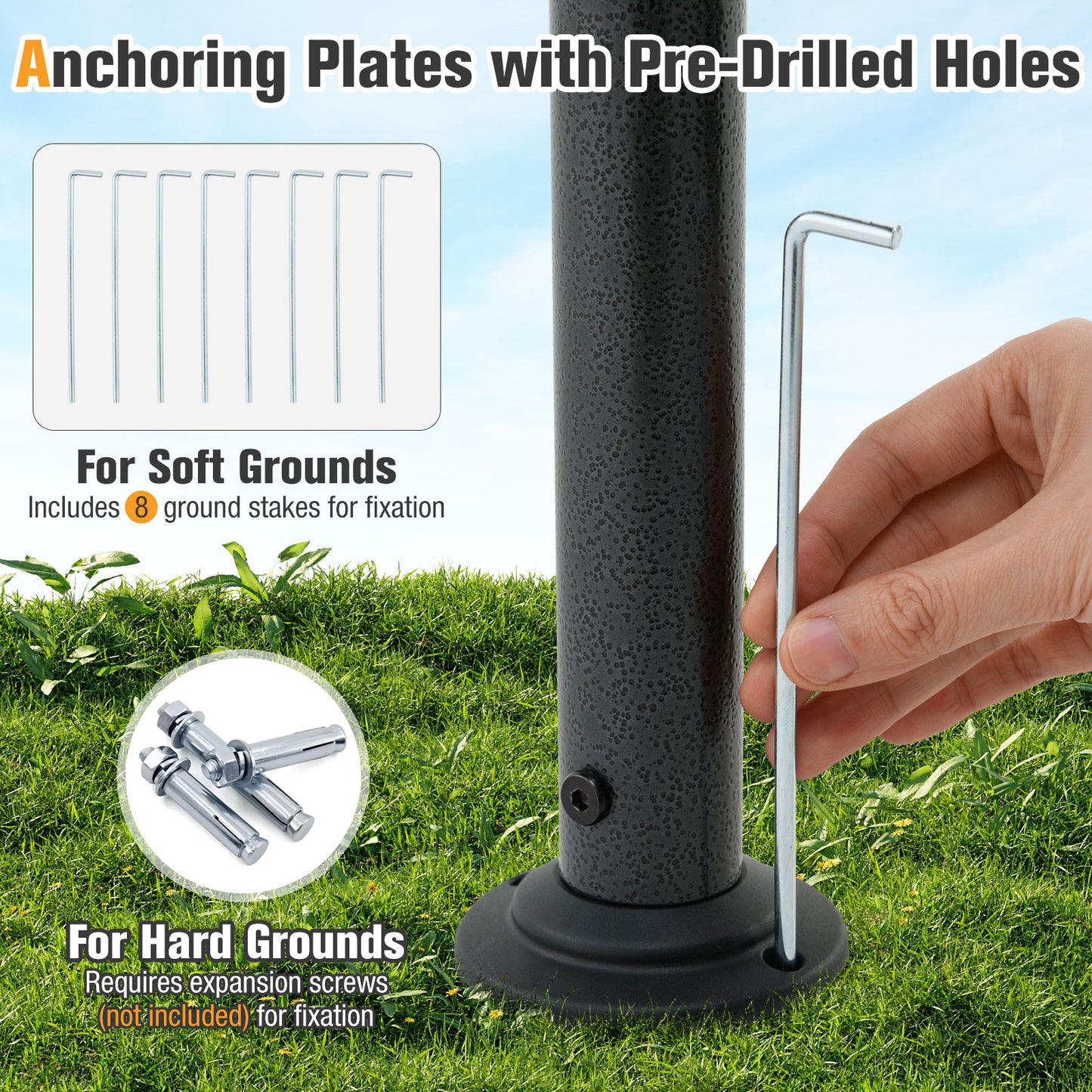 8 x 5 Feet Grill Gazebo with 2 Shelves 6 Hooks and Metal Frame-Gray