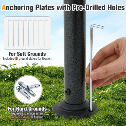8 x 5 Feet Grill Gazebo with 2 Shelves 6 Hooks and Metal Frame-Gray
