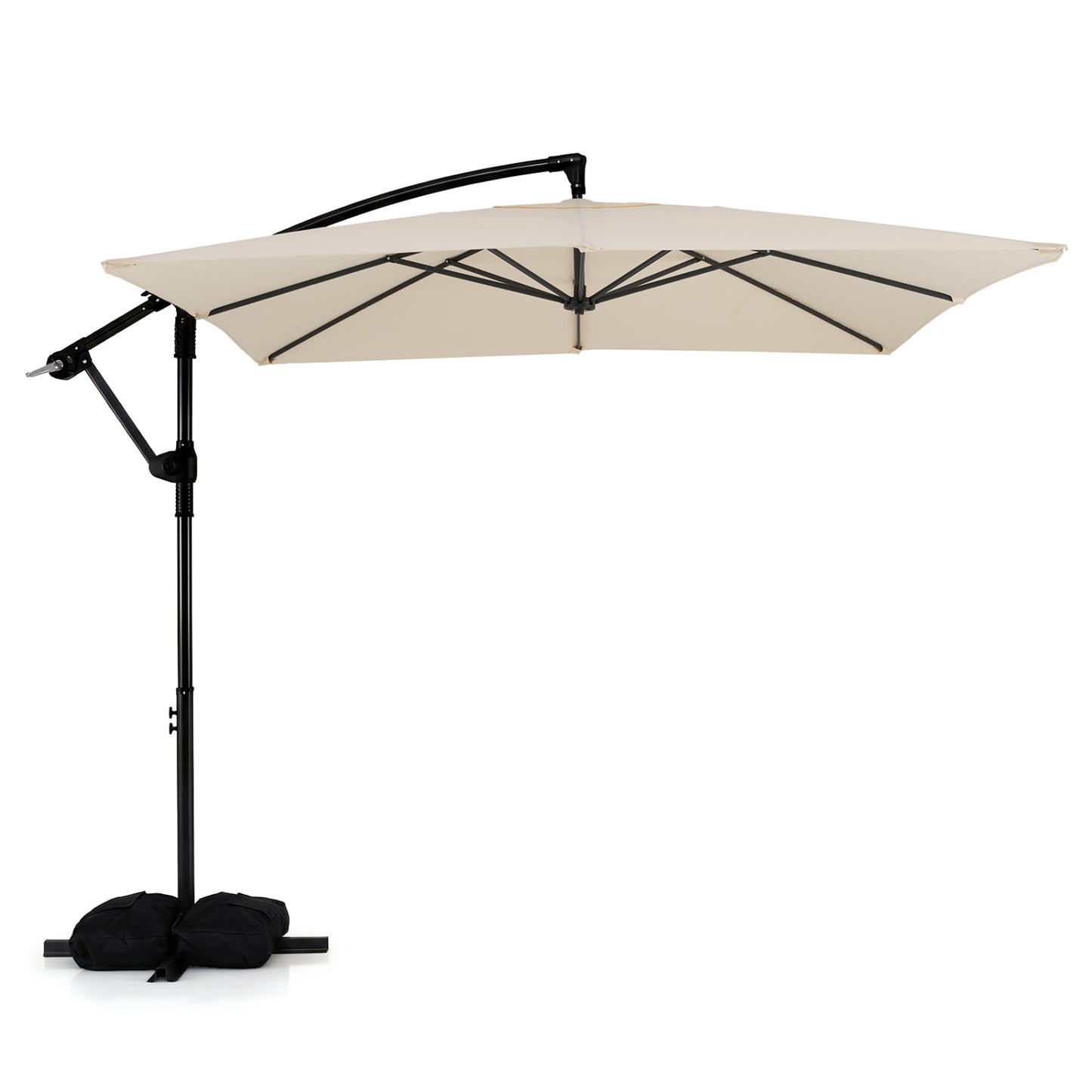 8 x 8 FT Offset Cantilever Patio Umbrella Square Hanging Outdoor Market Umbrella with 360¬∞ Rotation-Beige