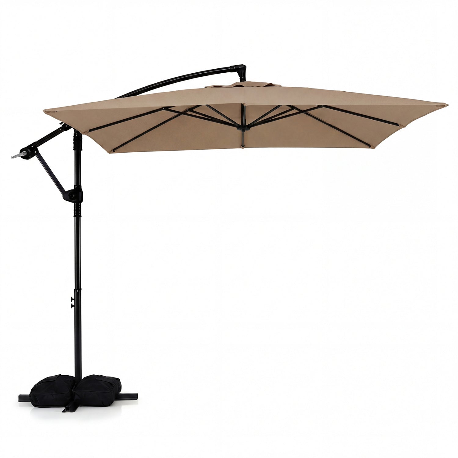8 x 8 FT Offset Cantilever Patio Umbrella Square Hanging Outdoor Market Umbrella with 360¬∞ Rotation-Rustic Brown