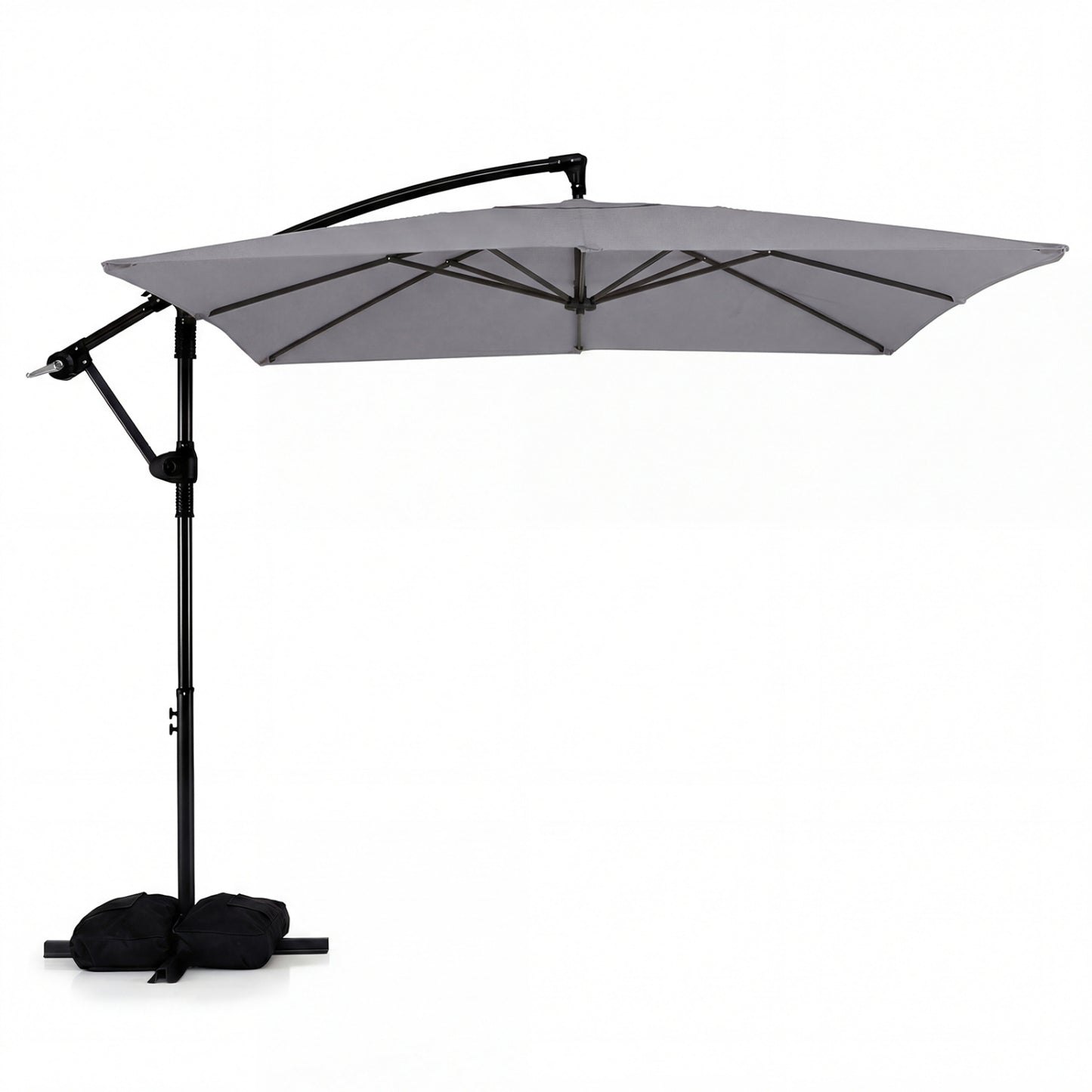 8 x 8 FT Offset Cantilever Patio Umbrella Square Hanging Outdoor Market Umbrella with 360¬∞ Rotation-Gray
