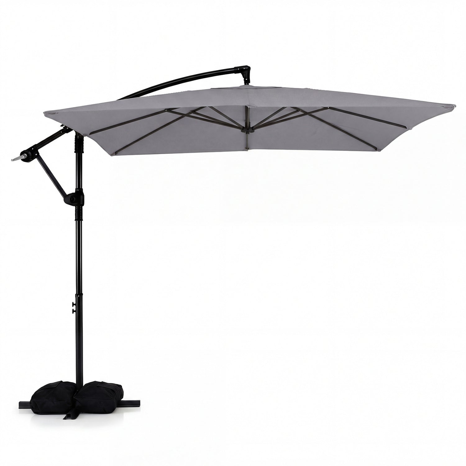 8 x 8 FT Offset Cantilever Patio Umbrella Square Hanging Outdoor Market Umbrella with 360¬∞ Rotation-Gray
