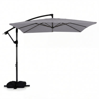 8 x 8 FT Offset Cantilever Patio Umbrella Square Hanging Outdoor Market Umbrella with 360¬∞ Rotation-Gray