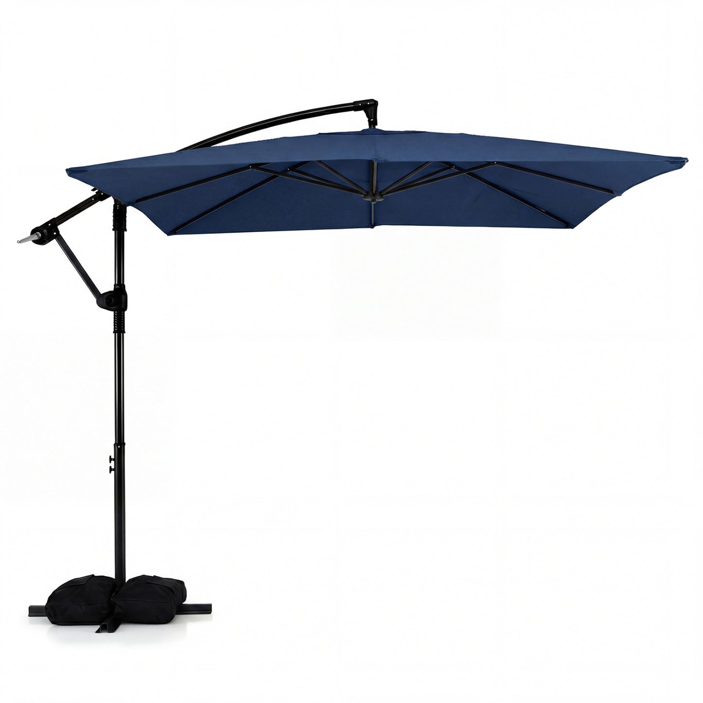 8 x 8 FT Offset Cantilever Patio Umbrella Square Hanging Outdoor Market Umbrella with 360¬∞ Rotation-Navy