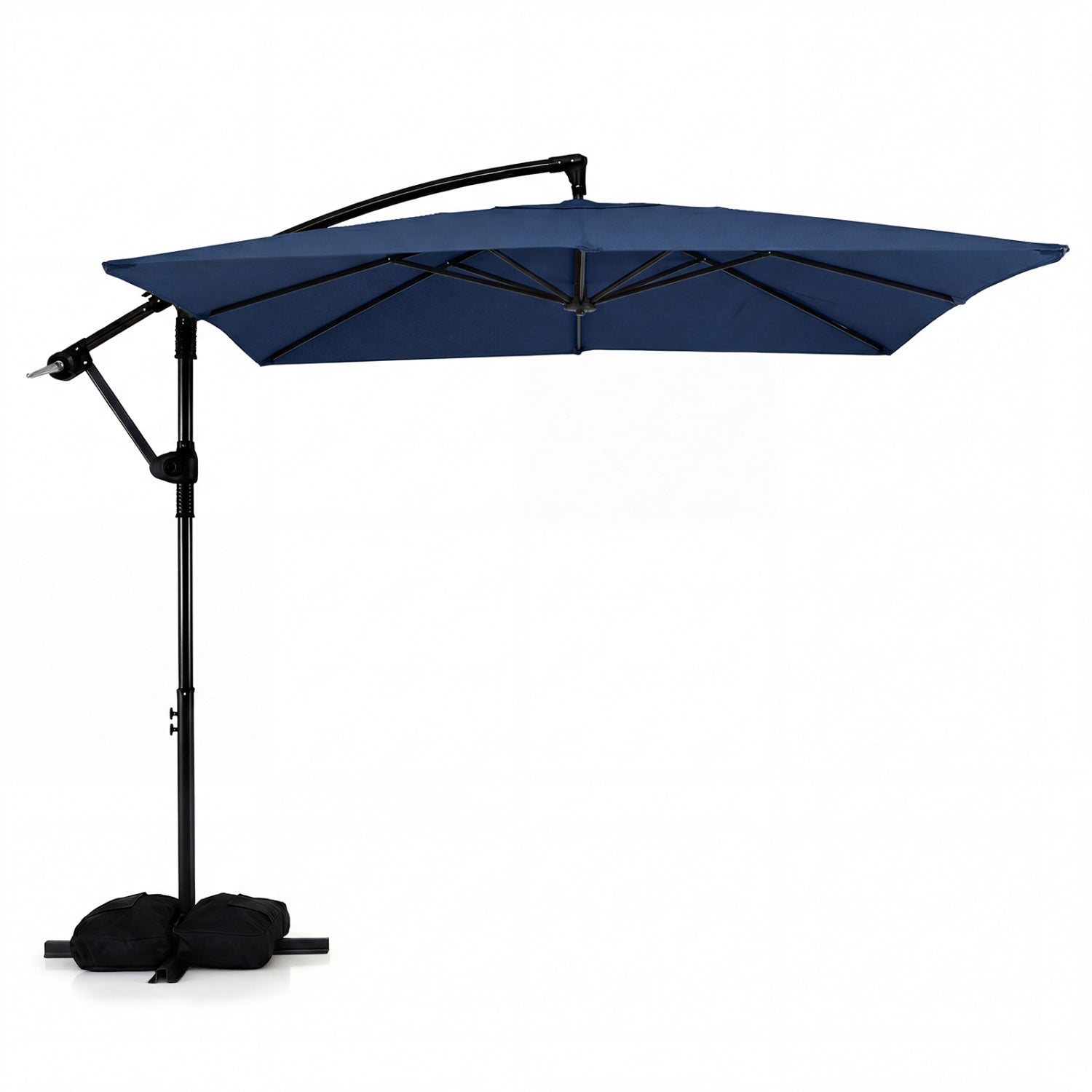 8 x 8 FT Offset Cantilever Patio Umbrella Square Hanging Outdoor Market Umbrella with 360¬∞ Rotation-Navy