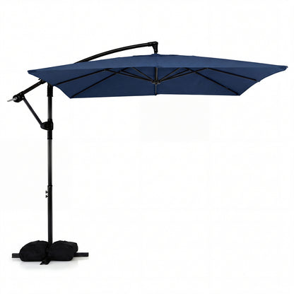 8 x 8 FT Offset Cantilever Patio Umbrella Square Hanging Outdoor Market Umbrella with 360¬∞ Rotation-Navy