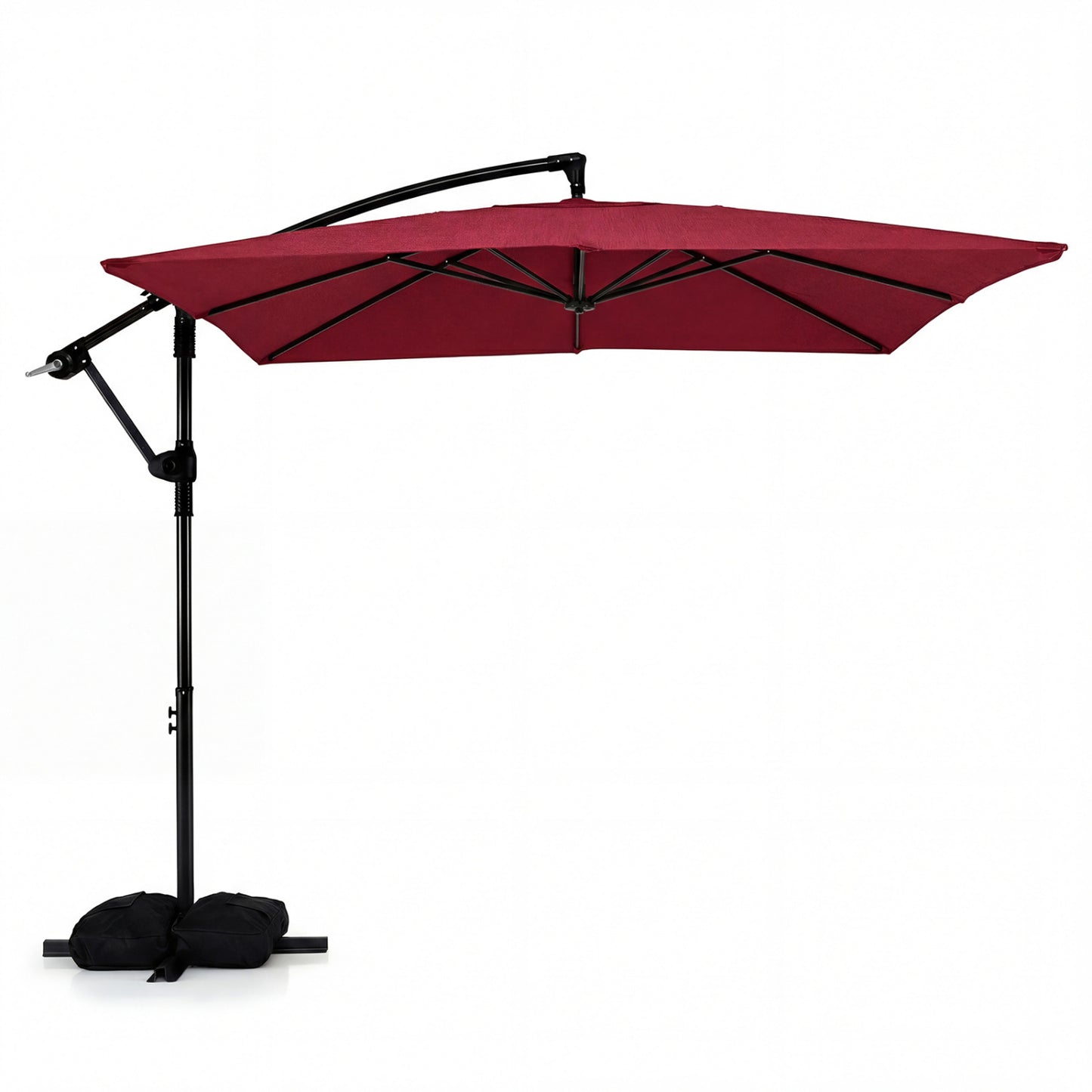 8 x 8 FT Offset Cantilever Patio Umbrella Square Hanging Outdoor Market Umbrella with 360¬∞ Rotation-Red