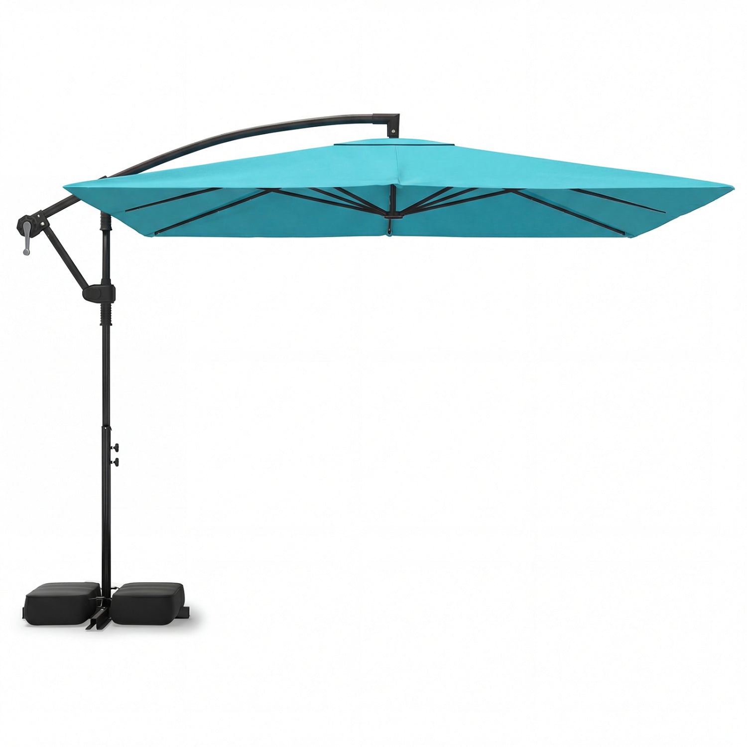 8 x 8 Square FT Solar LED Offset Cantilever Patio Umbrella with 360¬∞ Rotation-Turquoise