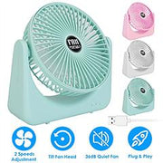 6.5in Desk Fan USB Powered 2 Speeds Table Cooling Fan