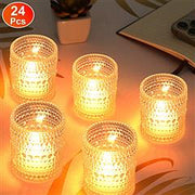 24Pcs Clear Glass Candle Holders Votive Tealight Candle Holder Set