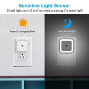 2Packs LED Night Lights Plug-in Light Sensor Lamps Cordless Indoor LED Lighting For Postpartum Mother Babysitter Aged Parent Bedroom Bathroom