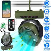 20000mAh Rechargeable Oscillating Camping Fan with Flashlight