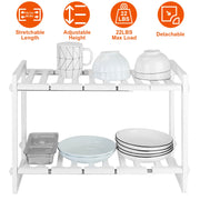 2-Tier Under Sink Organizer Retractable Kitchenware Rack Holders