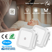 2Packs LED Night Lights Plug-in Light Sensor Lamps Cordless Indoor LED Lighting For Postpartum Mother Babysitter Aged Parent Bedroom Bathroom
