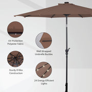 10 Feet Patio Solar Umbrella with Crank and LED Lights-Tan