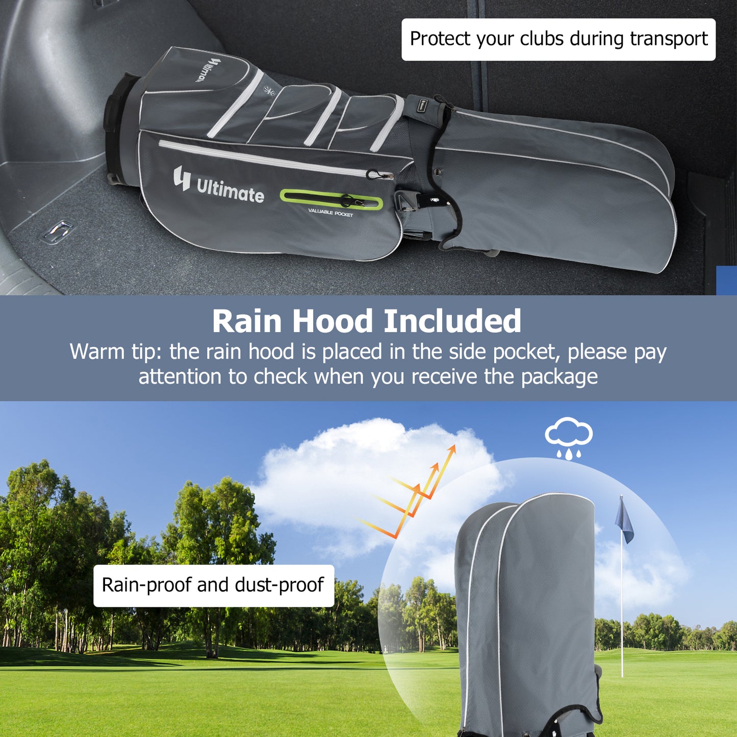 9.5 Inch Lightweight Golf Cart Bag with 15 Way Top Dividers