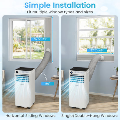 9000 BTU Portable Air Conditioner with Dehumidifier & Timer
