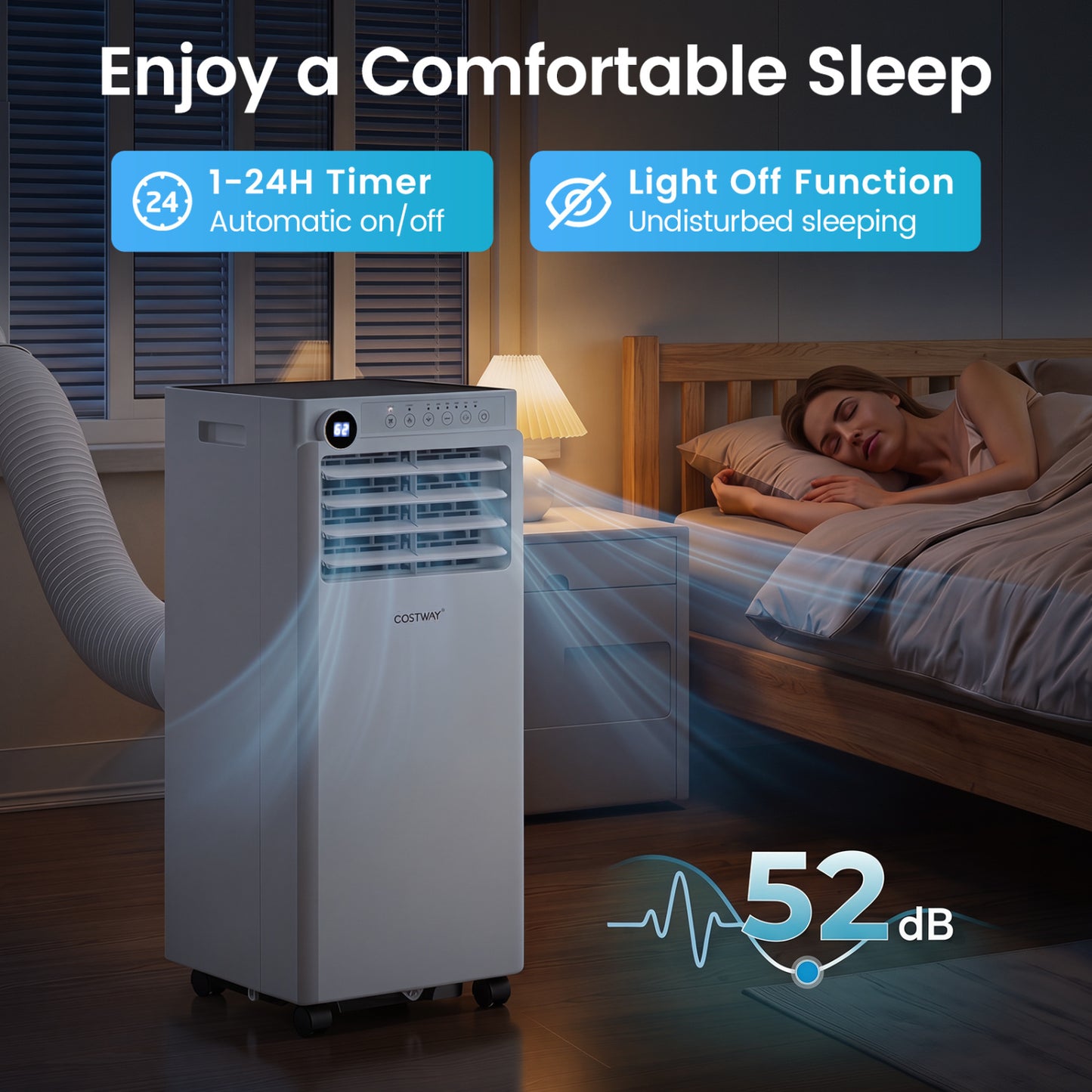 9000 BTU Portable Air Conditioner with Dehumidifier & Timer